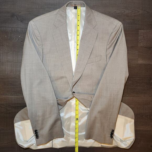 HUGO BOSS Mens Sport Coat Blazer 40R Solid Gray Marzotto Wool Two Button Notch - Picture 15 of 16
